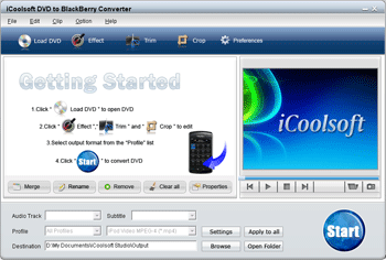 iCoolsoft DVD to BlackBerry Suite software